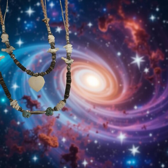 AUTHENTIC 1973 HEISHI/MOTHER OF PEARL AND TURQUOISE W LIQUID SILVER BEAD 2STRNDS - Picture 6 of 6